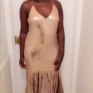 Ross gold shimmer dress fitted dress